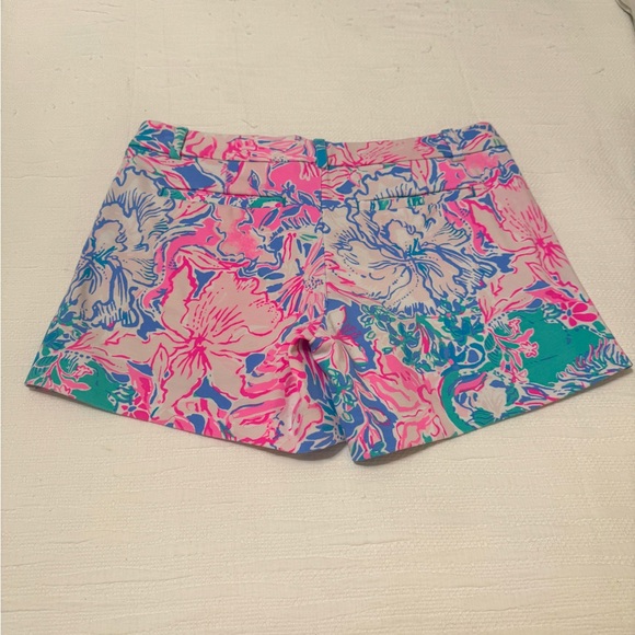 Lilly Pulitzer Blue Peri Pink White Floral Viva La Lilly Knit Callahan Shorts - Picture 2 of 6